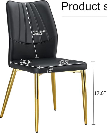 NicBex Dining Chairs Set of 4 Modern Faux Leather High Back Dining Chair Dining Room Kitchen Chairs with Golden Metal Legs,Chairs for Dining Room, Kitchen,Living Room, and Restaurants,Black - LeafyLoom