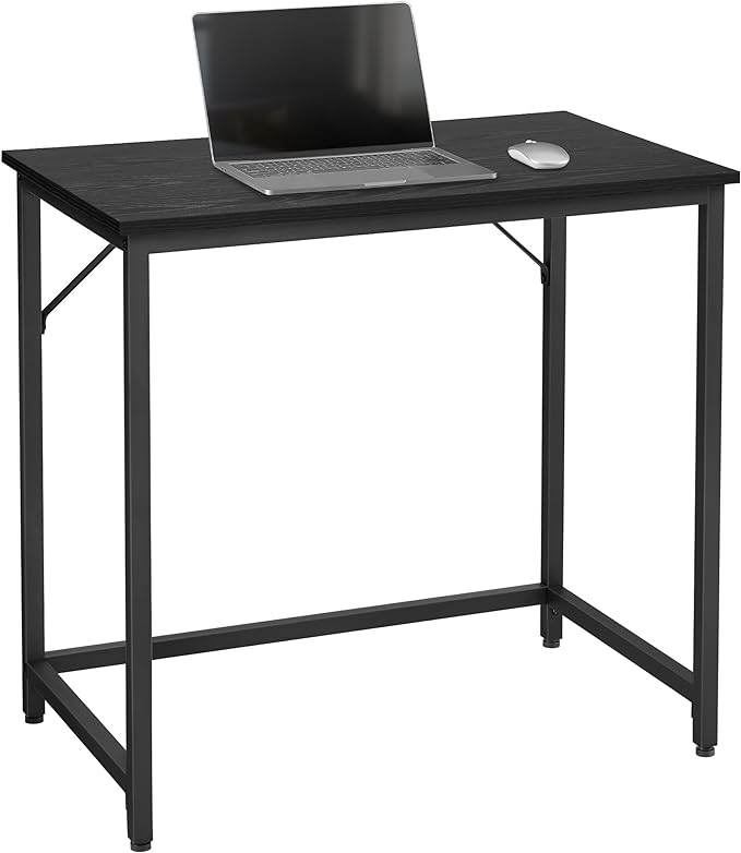 VASAGLE Computer Desk, Gaming Desk, Home Office Desk, for Small Spaces, 19.7 x 31.5 x 29.5 Inches, Industrial Style, Metal Frame, Black with Wood Grain ULWD038B56 - LeafyLoom