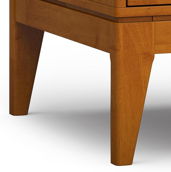 SIMPLIHOME Harper SOLID HARDWOOD Wide Square Contemporary End Table for The Living Room and Bedroom, 22 inch, Teak Brown - LeafyLoom