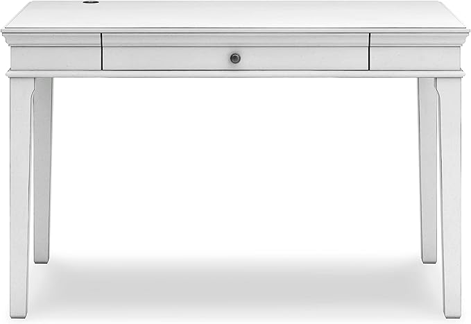 Signature Design by Ashley Kanwyn Classic Home Office Small Leg Desk with 1 Drawer and USB Ports, White - LeafyLoom