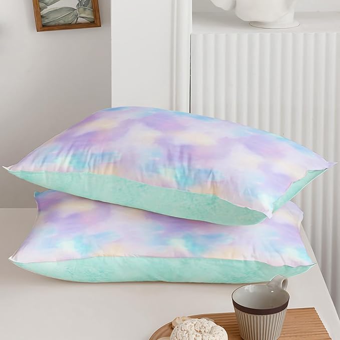 Axolotl Tie Dye Bedding Set Twin,Pink Blue Purple Comforter Set,Boho Psychedelic Bedding Colorful Tie Dye Pastel Comforter Set,Rainbow Bedding Set for Kids Girls Teens Women,1 Quilt 2 Pillowcases - LeafyLoom