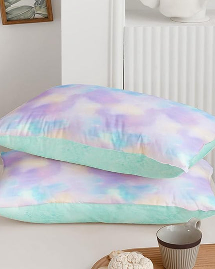 Axolotl Tie Dye Bedding Set Queen,Pink Blue Purple Comforter Set,Boho Psychedelic Bedding Colorful Tie Dye Pastel Comforter Set,Rainbow Bedding Set for Kids Girls Teens Women,1 Quilt 2 Pillowcases - LeafyLoom