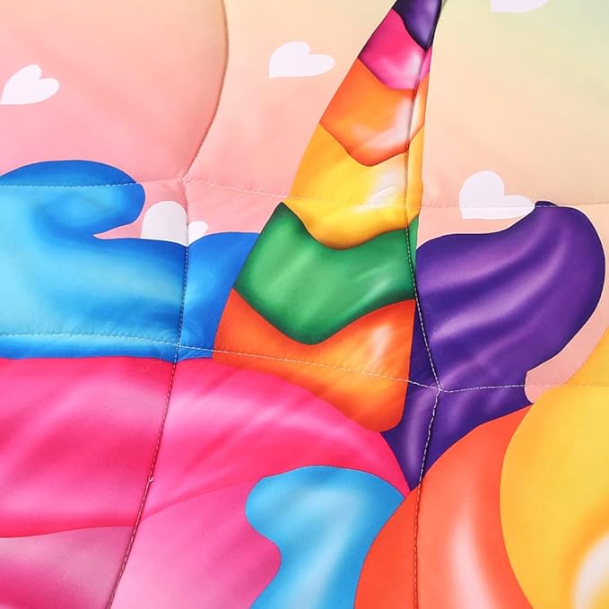 Cute Unicorn Comforter Sets 3pc Pink Flower Girl Colorful Unicorn Bedding Sets Soft Girls Unicorn Rainbow Comforter Sets - LeafyLoom