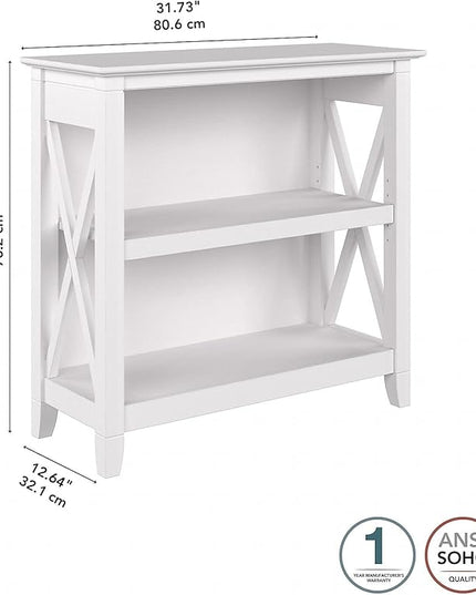 Bush Furniture Key West 2-Shelf 30-inch H Small Bookcase, Pure White Oak (KWB124WT-03) - LeafyLoom