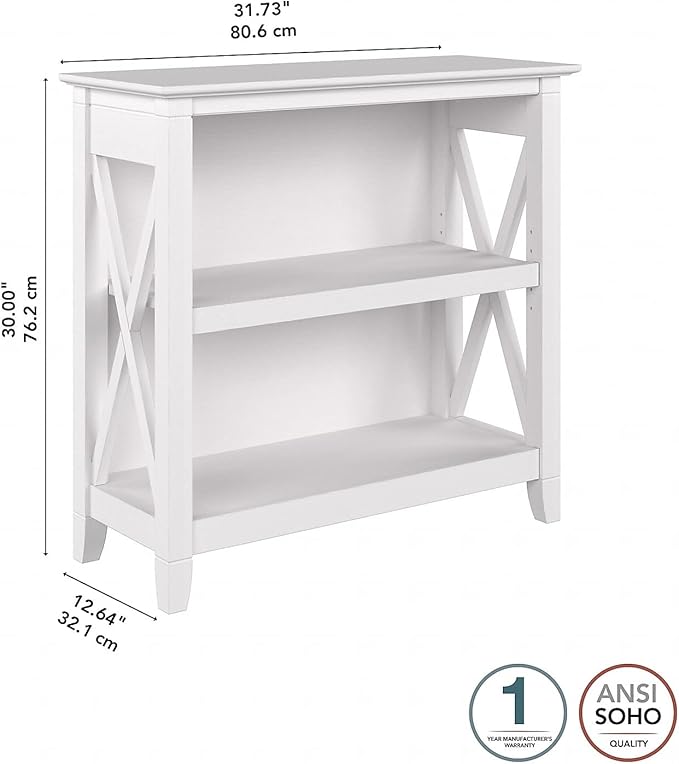 Bush Furniture Key West 2-Shelf 30-inch H Small Bookcase, Pure White Oak (KWB124WT-03) - LeafyLoom