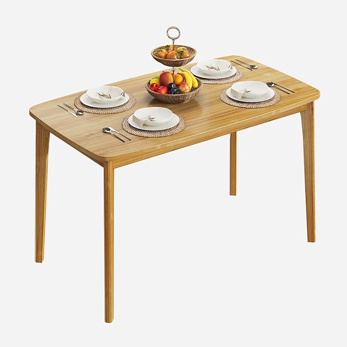 KKL Dining Table, 47“ Malaysian Oak Kitchen Table, Farmhouse Wood Dining Table for 2, Easy Assembly, Natural - LeafyLoom