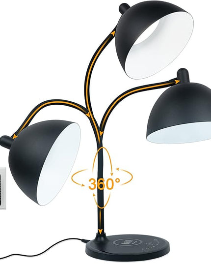 BOHON Desk Lamp, LED Desk Lamp with USB Charging Port, Wireless Charger Desk Light for Home Office, 5 Colors 7 Levels Brightness, Touch Table Lamp for Bedroom Bedside College Dorm Reading, Black - LeafyLoom