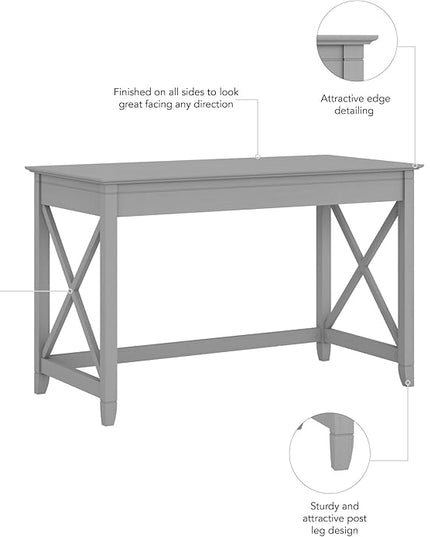 Bush Furniture Key West 48W Writing Desk in Cape Cod Gray - LeafyLoom