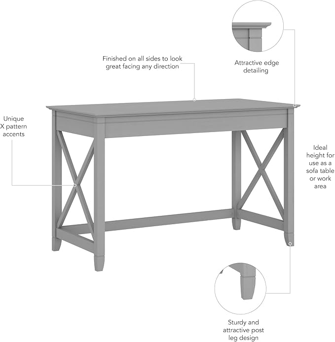 Bush Furniture Key West 48W Writing Desk in Cape Cod Gray - LeafyLoom