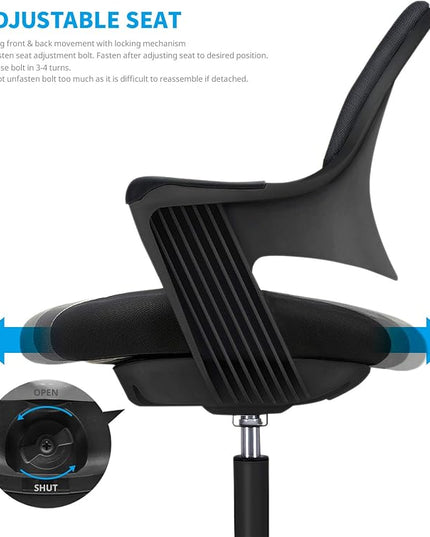 Kids Desk Chair: Ergonomic Kids Computer Chair | Adjustable Kids Office Chair with Wheels & Arms | Study Chair for Girls and Boys - Kids Chair Desk with Wheel Covers (Piano Black) - LeafyLoom