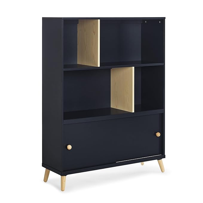 Delta Children Essex Bookcase - Greenguard Gold Certified, Black/Natural - LeafyLoom
