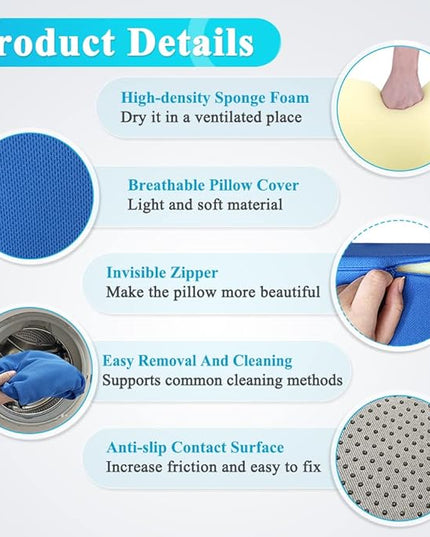 Wedge Pillow for Bed Sores Positioning Elderly Medical Bolsters Incline Foam Body Positioners Wedge Back Support Pillows After Surgery Pregnancy Side Sleeping Prevent Back Pain (23.62 Inch) - LeafyLoom