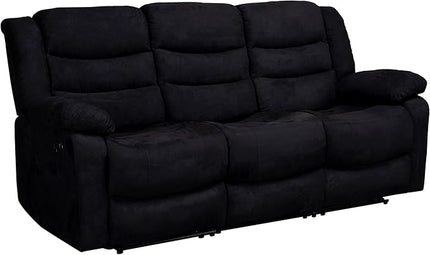 Manual Set, Modern Single Chair, Loveseat and 3 Seat Sofa&Couch with Consoles,2 Cup Holders and Storage, Living Room Furniture, Upholstered Reclining Sectional Sofa, Black - LeafyLoom