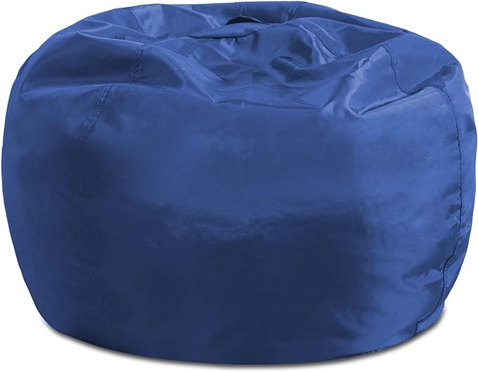 Posh Creations Structured Comfy Seat for Playrooms and Bedrooms, Large Bean Bag Chair, 100in Round Classic Bean Bag, Navy - LeafyLoom