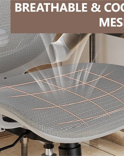 GABRYLLY Ergonomic Office Chair, High Back Home Desk Chair with Headrest, Flip-Up Arms, 90-120° Tilt Lock and Wide Cushion, Big and Tall Mesh Chairs for Man Woman, White Task Chair - LeafyLoom