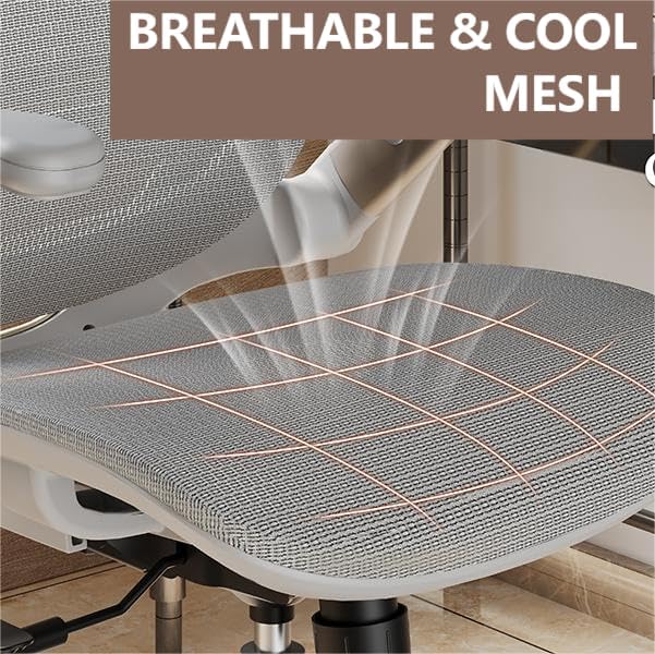 GABRYLLY Ergonomic Office Chair, High Back Home Desk Chair with Headrest, Flip-Up Arms, 90-120° Tilt Lock and Wide Cushion, Big and Tall Mesh Chairs for Man Woman, White Task Chair - LeafyLoom