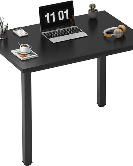 Need Small Desk, 31.5 inch Sturdy Writing Desk for Small Spaces, Small Computer Desk Teens Desk Study Table Laptop Desk Home Ofice Desk, Black Metal Frame, Black - LeafyLoom