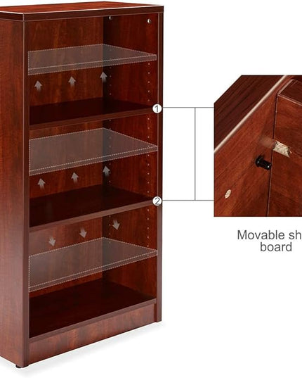Sunon 3 Shelf Wood Bookcase Freestanding Display Shelf Adjustable Layers Bookshelf for Home Office Library Small Narrow Space (Cherry, 3-Layers) - LeafyLoom