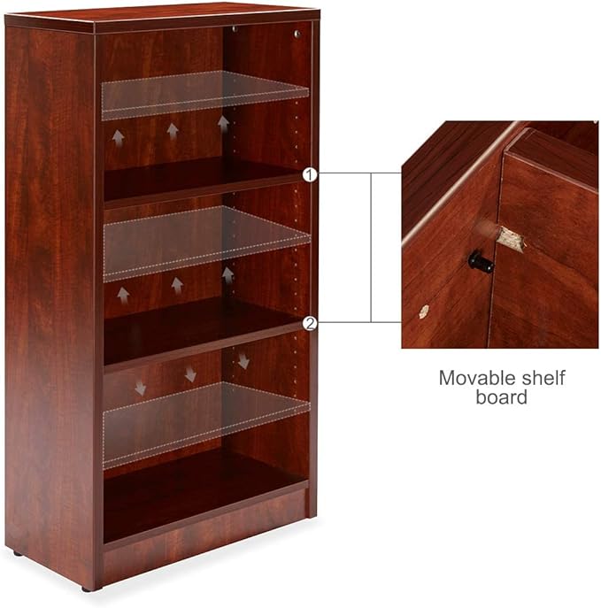 Sunon 3 Shelf Wood Bookcase Freestanding Display Shelf Adjustable Layers Bookshelf for Home Office Library Small Narrow Space (Cherry, 3-Layers) - LeafyLoom