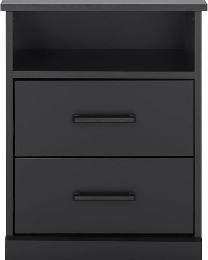 Prepac 2 Drawer Nightstand, 16.25in x 18.75in x 24.5in, Rustic Black - LeafyLoom