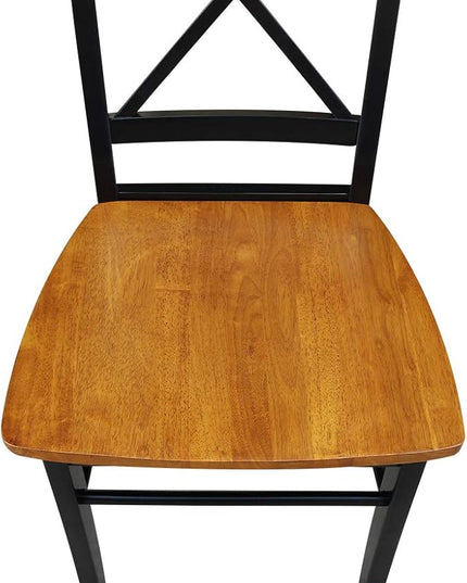 International Concepts X- Back Chair with Solid Wood Seat, Black/Cherry - LeafyLoom