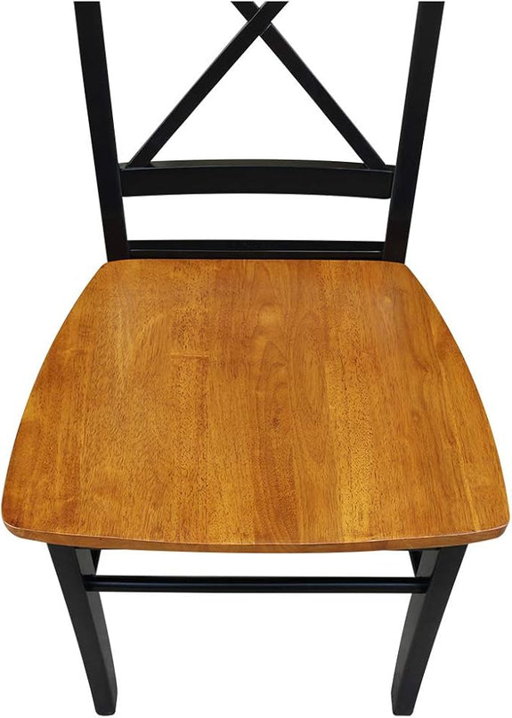 International Concepts X- Back Chair with Solid Wood Seat, Black/Cherry - LeafyLoom