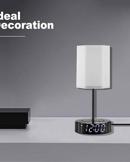 Touch Control Nightstand Light Bedside Table Lamp with USB C Charging Ports Alarm Clock 3 Way Dimmable Lamp for Bedroom Living Room Home… - LeafyLoom