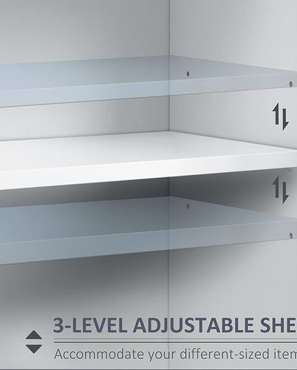 HOMCOM Sideboard, Buffet Cabinet with 3 Tempered Glass Doors, Stripe Pattern and Adjustable Storage Shelf, Credenza, White - LeafyLoom