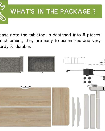 Radlove Dual Motors Height Adjustable 63 x 30'' Electric Standing Desk with Drawer Stand Up Table 4 Memory Keys, Computer Desk with Splice Board Home Office Desk, Oak Top + White Frame - LeafyLoom