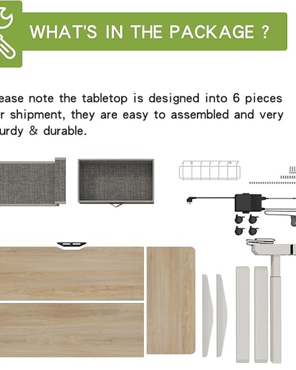 Radlove Dual Motors Height Adjustable 55 x 30'' Electric Standing Desk with Drawer Stand Up Table 4 Memory Keys, Computer Desk with Splice Board Home Office Desk, Oak Top + White Frame - LeafyLoom