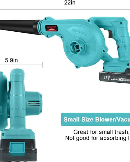Abeden Cordless Leaf Blower,2-in-1 Electric Handheld Sweeper/Vacuum with 18V 2.0Ah Lithium Battery for Blowing Leaf,Cleaning Dust,Small Trash,Car,Computer Host - LeafyLoom