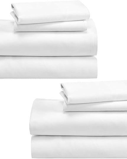 California Design Den 100% Cotton 2-Pack Sheets for Full Size Bed, Soft & Durable Deep Pocket Full Size Sheets Set, Full Sheet Set with Sateen Weave, Cooling Sheets (White) - LeafyLoom