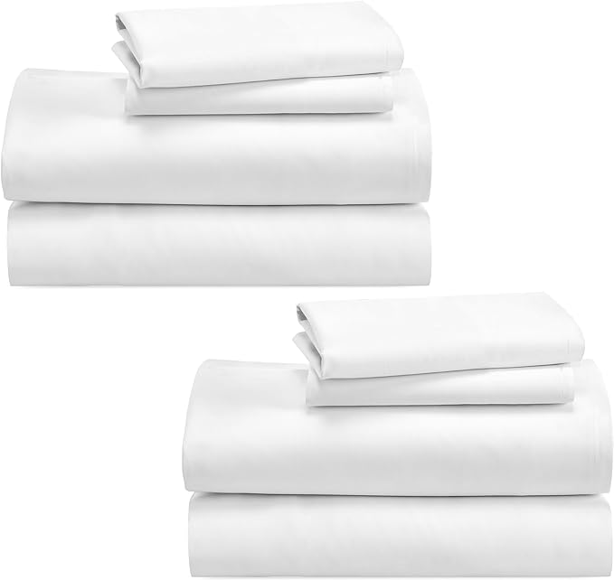 California Design Den 100% Cotton 2-Pack Sheets for Full Size Bed, Soft & Durable Deep Pocket Full Size Sheets Set, Full Sheet Set with Sateen Weave, Cooling Sheets (White) - LeafyLoom