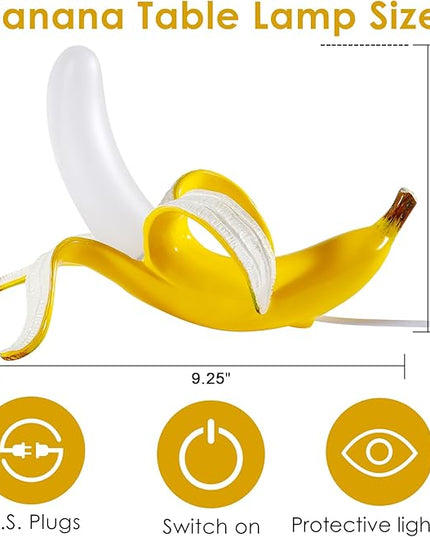Modern Banana Table Lamp, Desk Lamp,Led Night Light Baking Finish Resin Banana Lighting Fixture for Living Room, Bedroom,Home Office,Kids Room (Lying) - LeafyLoom
