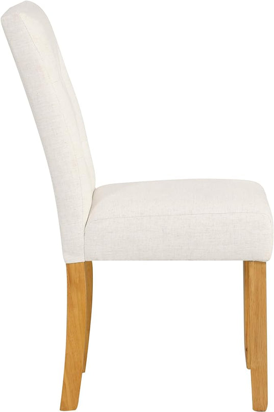 HomePop Classic Parsons Dining Chairs, Pack of 2, Ivory Textured Woven - LeafyLoom