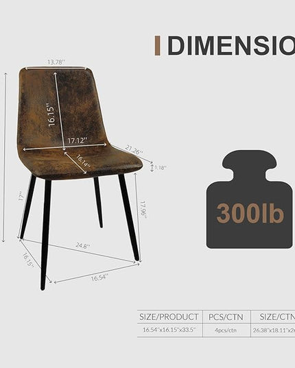 NicBex Dining Chairs Set of 4 Modern Upholstered Linen Dining Room Kitchen Chairs with Black Metal Legs,Side Chairs for Dining Room, Kitchen,Living Room, and Restaurants,Brown - LeafyLoom