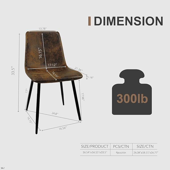 NicBex Dining Chairs Set of 4 Modern Upholstered Linen Dining Room Kitchen Chairs with Black Metal Legs,Side Chairs for Dining Room, Kitchen,Living Room, and Restaurants,Brown - LeafyLoom