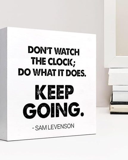 Keep Going Wood Box Signs,Inspirational Quote Wood Plaque Sign Desk Decor,Rustic Motivational Wooden Block Sign Decor for Home Office Shelf Desk Table Decoration C1069 - LeafyLoom