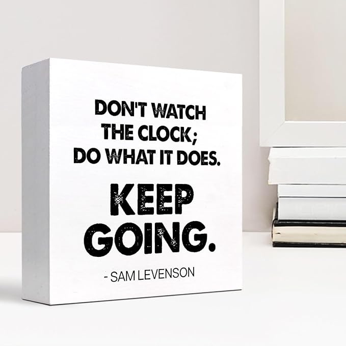 Keep Going Wood Box Signs,Inspirational Quote Wood Plaque Sign Desk Decor,Rustic Motivational Wooden Block Sign Decor for Home Office Shelf Desk Table Decoration C1069 - LeafyLoom