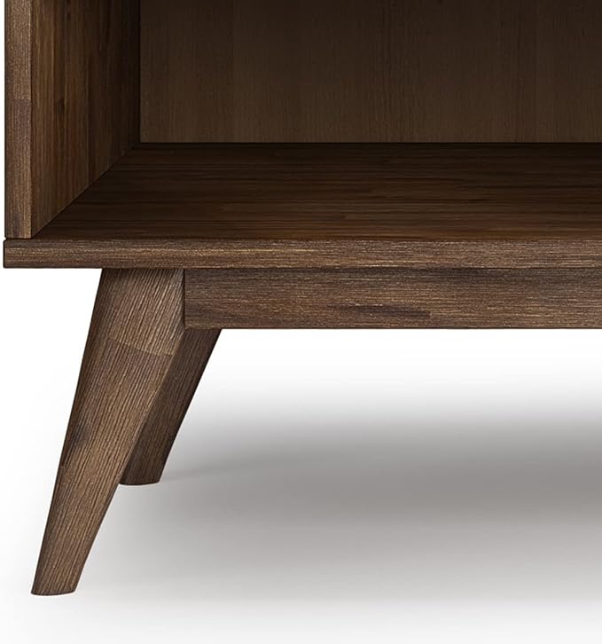 SIMPLIHOME Clarkson SOLID ACACIA WOOD 60 Inch Wide Mid Century Design TV Media Stand in Rustic Natural Aged Brown for TVs up to 65 Inches, For the Living Room and Entertainment Center - LeafyLoom