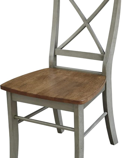 International Concepts X-Back, Set of 2 Chair, Distressed Hickory/Stone - LeafyLoom
