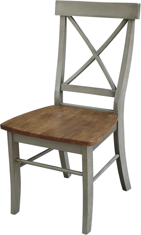 International Concepts X-Back, Set of 2 Chair, Distressed Hickory/Stone - LeafyLoom