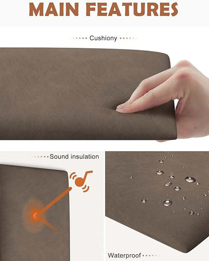 Wall Mounted Upholstered Headboard Full, 3D Peel and Stick Soundproof Wall Panels, Reusable and Removable Padded Headboard Leather Bed Headboard, 6 Panels Headboard 9.84" x 23.62", Coffee - LeafyLoom
