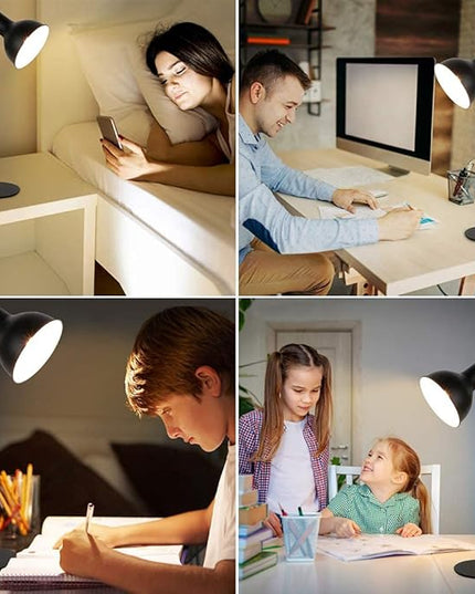 DLLT Swing Arm Desk Lamp, Wood Adjustable Gooseneck Table Lamp, Modern Architect Desk Light, Reading Light for Work, Study, Bedroom, Home Office, College Dorm, Black Metal Shade, E26 Bulb Included - LeafyLoom