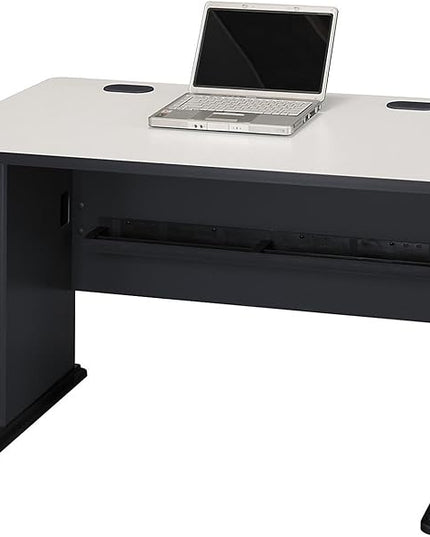 Bush Business Furniture Series A 48W Computer Desk in White Spectrum and Slate, Small Office Table for Home or Professional Workspace - LeafyLoom