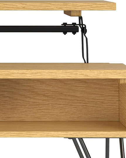 SIMPLIHOME Hunter Small Lift Top Coffee Table, 36 inch, Oak - LeafyLoom