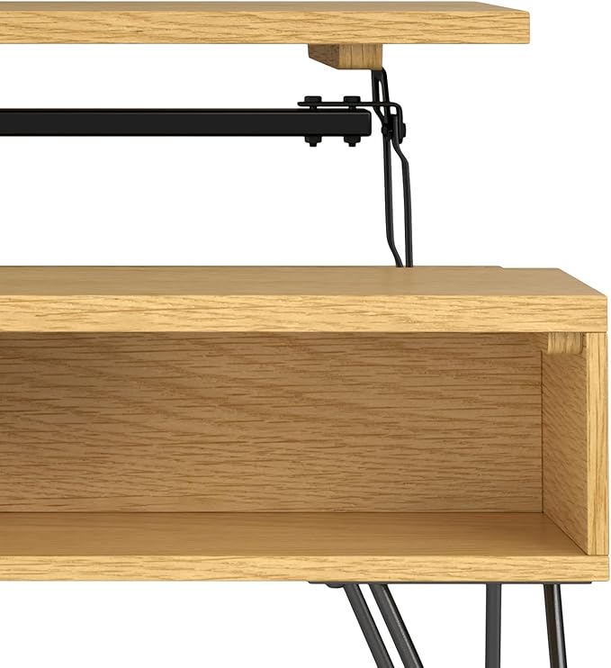 SIMPLIHOME Hunter Small Lift Top Coffee Table, 36 inch, Oak - LeafyLoom