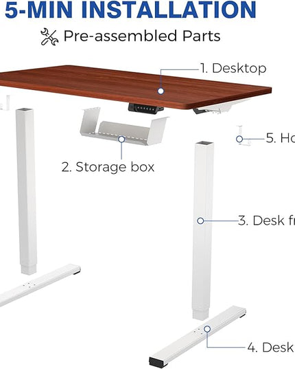 FLEXISPOT Standing Desk Electric Stand Up Desk with 40 x 24 Inches Whole-Piece Desktop Ergonomic Memory Controller Height Adjustable Desk E150(White Frame + 40" Mahogany Desktop) - LeafyLoom
