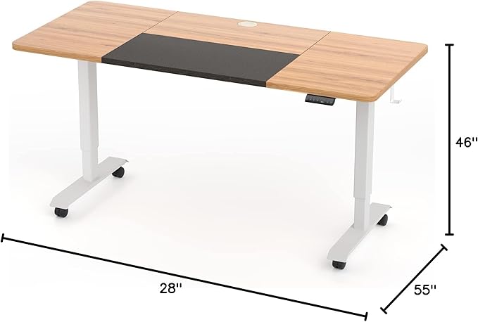 Monomi Electric Standing Desk, 55 x 24 inches Height Adjustable Desk, Ergonomic Home Office Sit Stand Up Desk with Memory Preset Controller (Natural Top/White Frame) - LeafyLoom