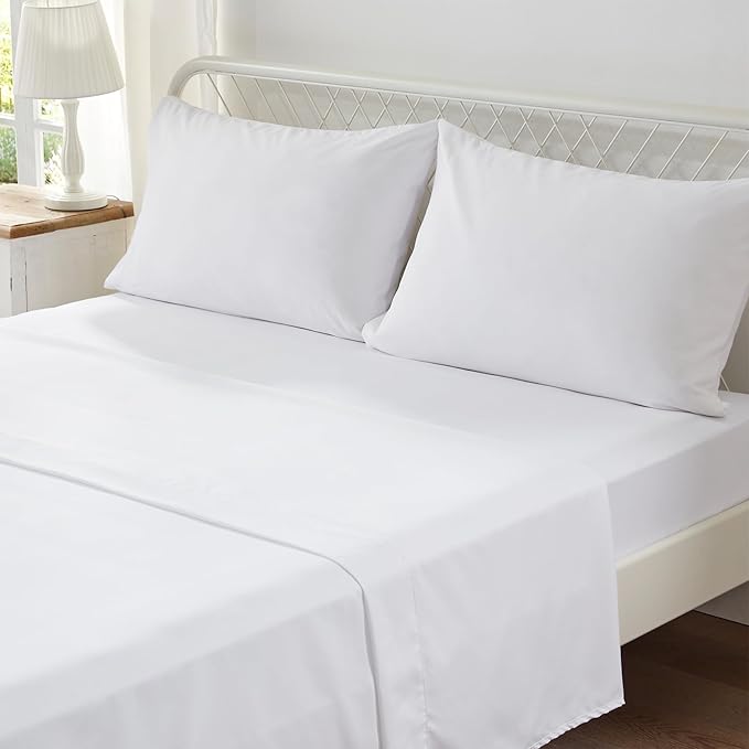 Anluoer King Comforter Set 7 Pieces, White Tufted Bed in a Bag with comforters and sheets, All Season Bedding Sets with 1 Comforter, 2 PillowShams, 2 Pillowcases, 1 Flat Sheet, 1 Fitted Sheet - LeafyLoom